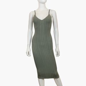 NWT PETAL + PUP Knit Sleeveless Bodycon Ribbed Midaxi Dress (Olive | Size S/M)